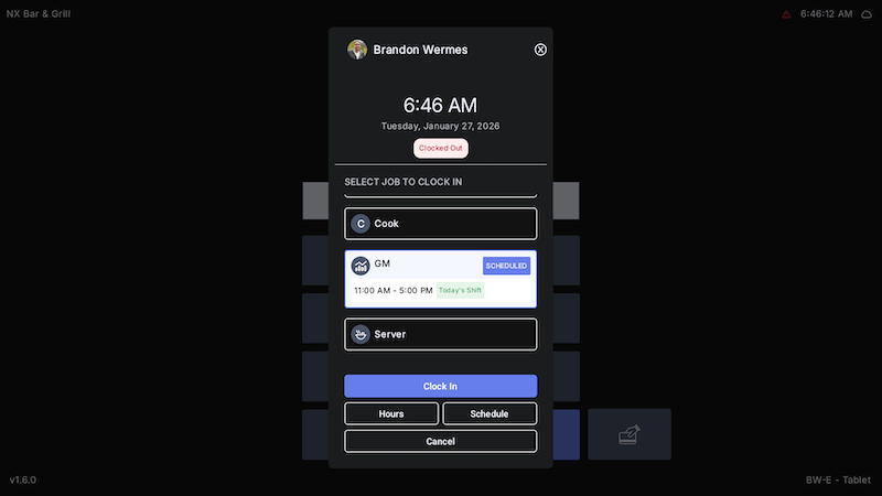 Manage labor cost by enforcing employee schedules in the POS with NX Shifts