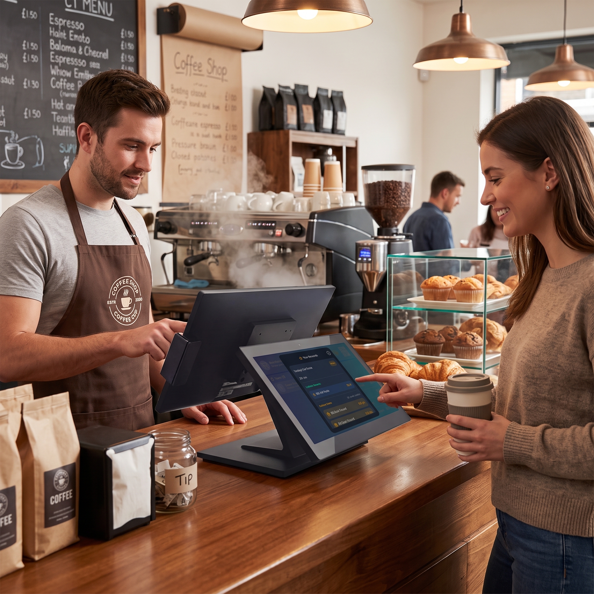 Guests can attach themselves to the order and view current rewards right from the rear display during the order process.